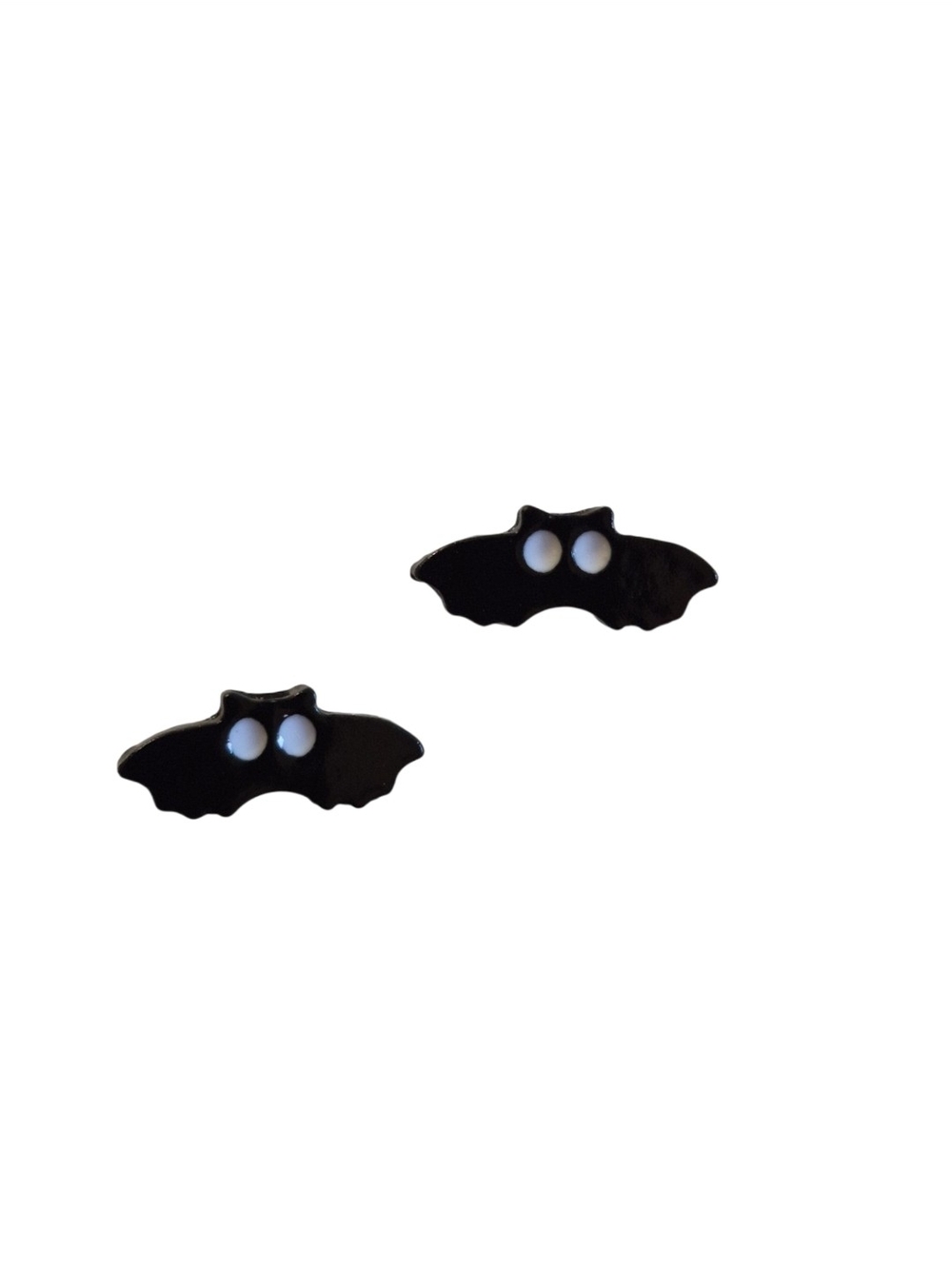 Spencer's Black Bat Stud Earrings with White Eyes
